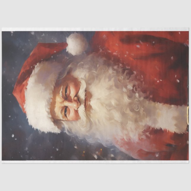 Watercolor classic Santa Claus smiling red hat Tissue Paper (Front)