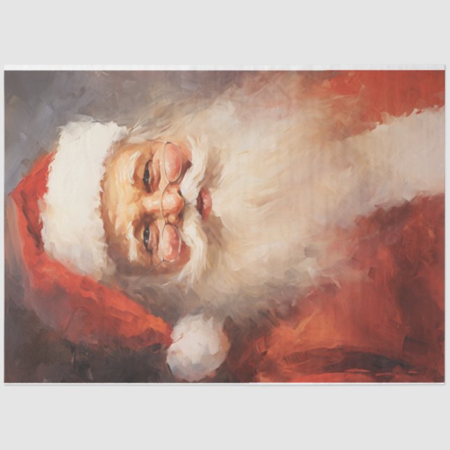 Watercolor classic Santa Claus smiling red hat Tissue Paper (Front)