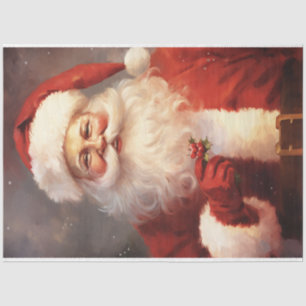 Watercolor classic Santa Claus smiling red hat Tissue Paper