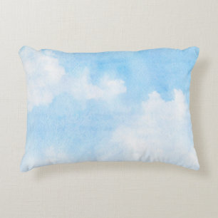 Watercolor clouds and sky background accent pillow