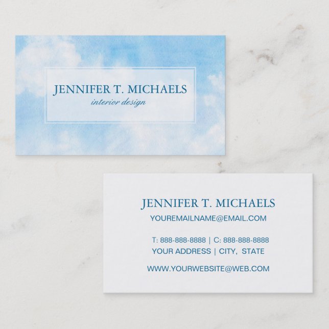 Watercolor clouds and sky background business card (Front/Back)