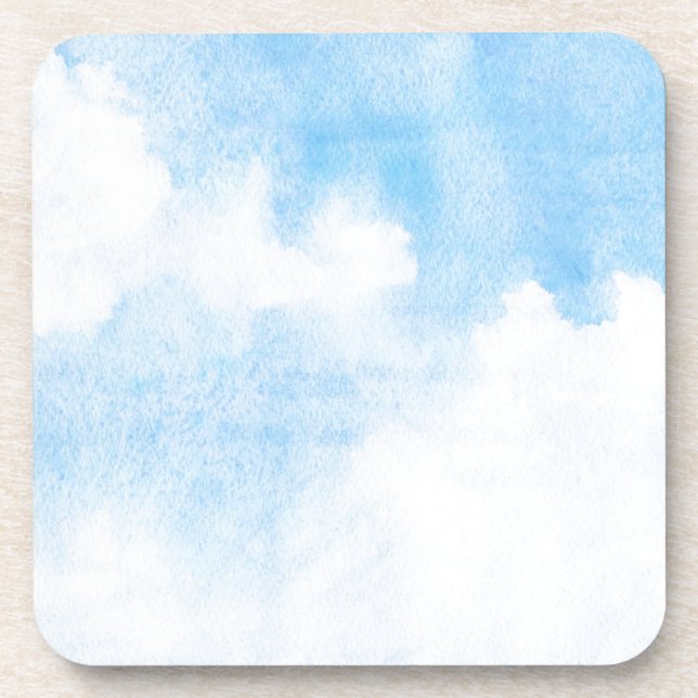 Watercolor clouds and sky background coaster (Front)
