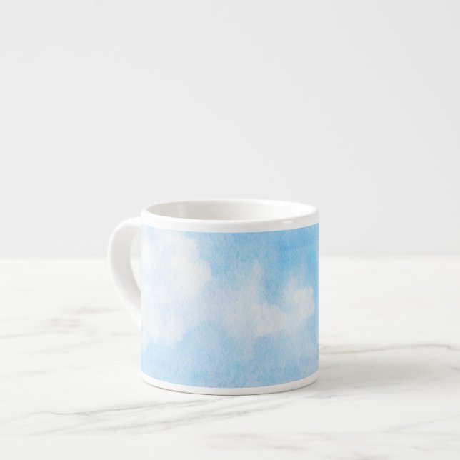 Watercolor clouds and sky background espresso cup (Front Left)