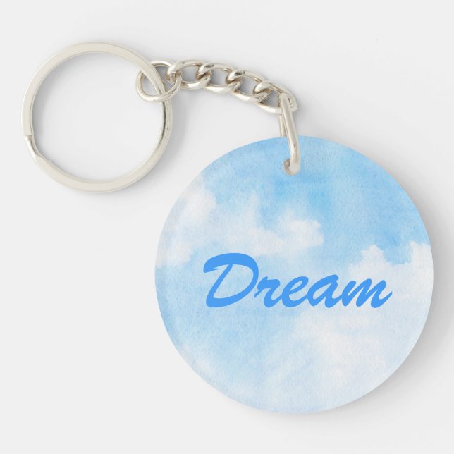 Watercolor clouds and sky background keychain (Front)