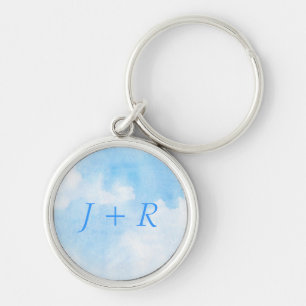 Watercolor clouds and sky background keychain