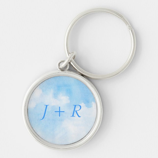 Watercolor clouds and sky background keychain (Front)