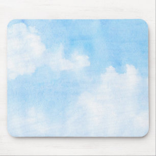 Watercolor clouds and sky background mouse pad