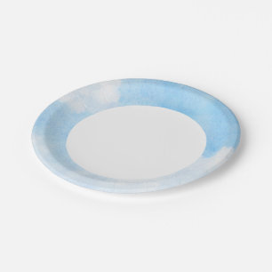 Watercolor clouds and sky background paper plate