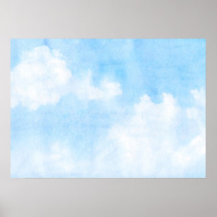 Watercolor clouds and sky background poster