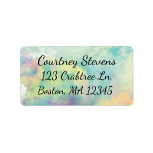 Watercolor clouds label