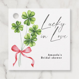 Watercolor Clover Bow Lucky in Love Bridal Shower Favour Tags
