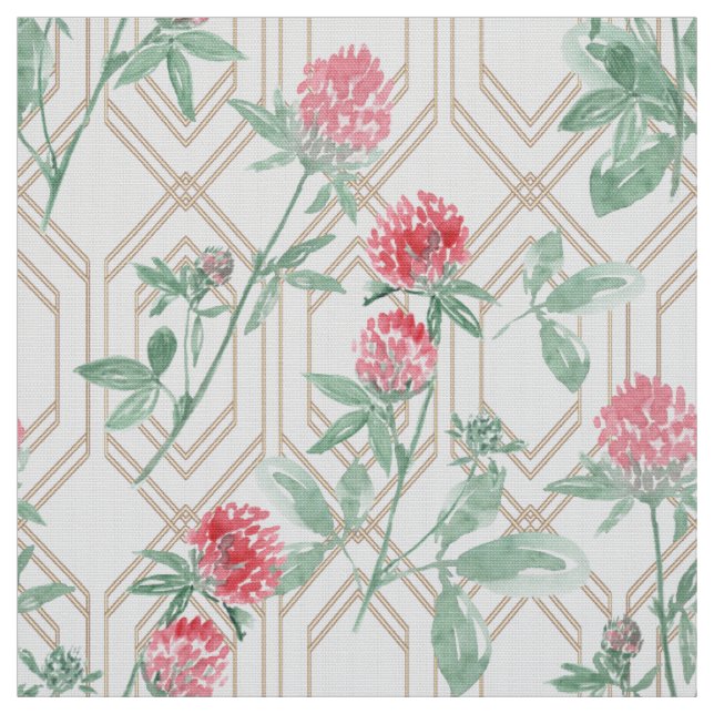 Watercolor clover flowers fabric (Swatch)