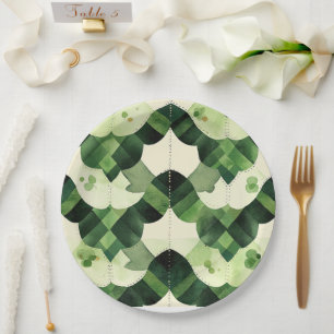 Watercolor Clover Scallop Paper Plate