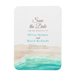 Watercolor Coastal Beach Save the Date Magnet