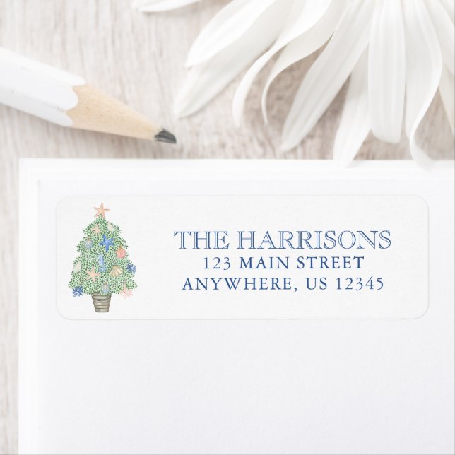 Watercolor Coastal Christmas Tree Adresse (En situation)