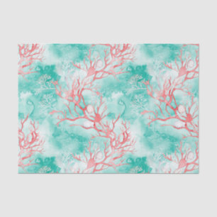 Watercolor Coastal Coral Pattern Tissue Paper