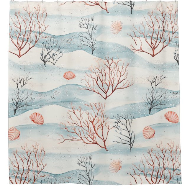 Watercolor Coastal Coral & Seashell Waves (2) (Front)
