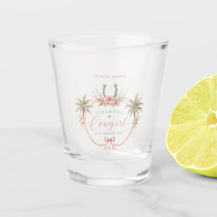 Watercolor, coastal cowgirl bachelorette party shot glass