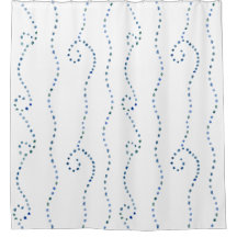 Watercolor Coastal Dots Shower Curtain