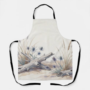 Watercolor Coastal Driftwood Sea Holly Beach Apron