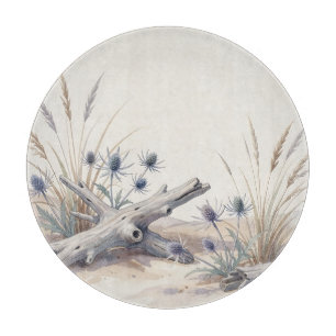 Watercolor Coastal Driftwood Sea Holly Beach  Cutting Board
