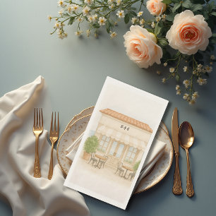 watercolor coastal mediterranean ocean wedding napkin