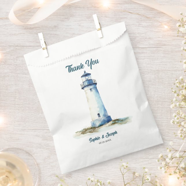 Watercolor Coastal New England Wedding Favour Bag (Clipped)