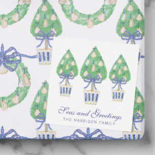 Watercolor Coastal Oyster Topiary Card