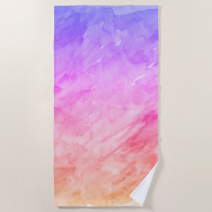 Watercolor Coastal Purple Pattern  Beach Towel