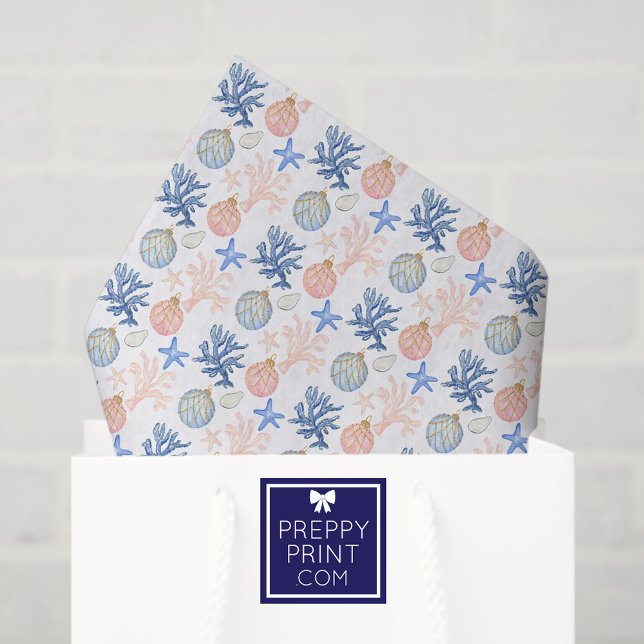 Watercolor Coastal Seaside Christmas Shells Tissue Paper (Creator Uploaded)