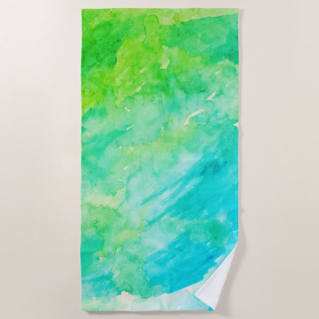 Watercolor Coastal Turquoise Pattern  Beach Towel (Front)
