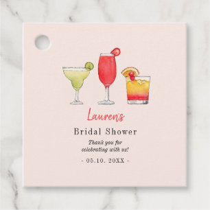 Watercolor cocktail Bridal shower Thank you Favour Tags
