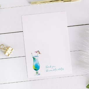 Watercolor Cocktail Thank You Stationery Cards