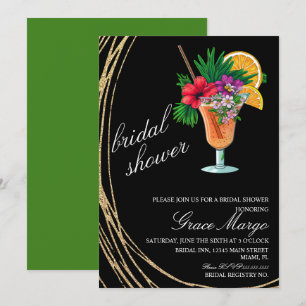 Watercolor Cocktail Tropic Bridal Shower Invitation