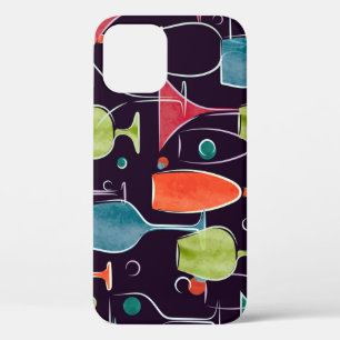 Watercolor cocktails, colourful vintage pattern. iPhone 12 case
