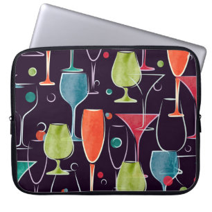 Watercolor cocktails, colourful vintage pattern. laptop sleeve
