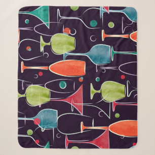 Watercolor cocktails, colourful vintage pattern. sherpa blanket