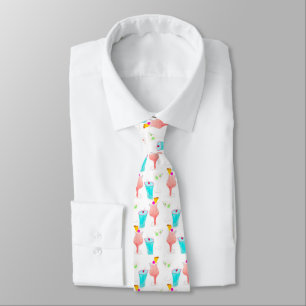 Watercolor Cocktails Drink Pattern Bartender Gifts Tie