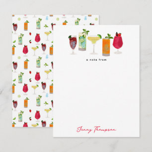 Watercolor Cocktails & Party Drinks Custom Card