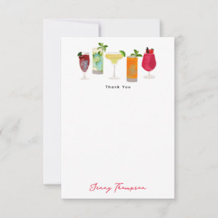 Watercolor Cocktails & Party Drinks Custom Thank You Card