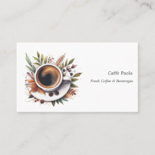 Watercolor coffee cup business card