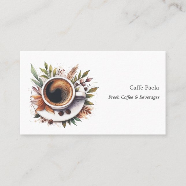 Watercolor coffee cup business card (Front)