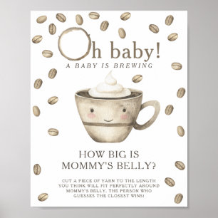 Watercolor Coffee - How big is mommy's belly game Poster