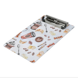 Watercolor Coffee Seamless Pattern - Mug Wrap & Pa Mini Clipboard