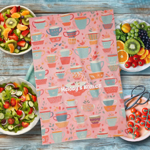 Watercolor Coffee Tea Personalized Retro Tea Towel