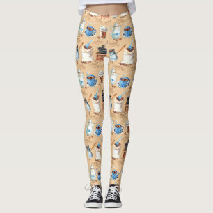 Watercolor Coffee Wrapping Paper Leggings