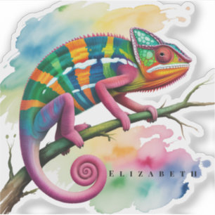 Watercolor Colorful Chameleon Birthday Party