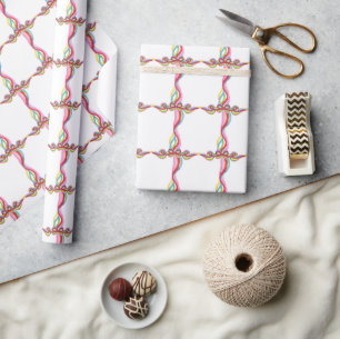 Watercolor Colorful Christmas Colorful Ribbon Bows Wrapping Paper