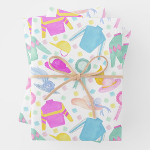 Watercolor Colorful Derby Jerseys & Hats Wrapping Paper Sheet