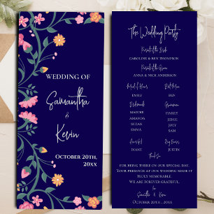 Watercolor Colorful Floral Frame Wedding Programme